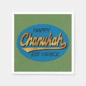 Serviette En Papier Retro Chanukkah 139 BCE Funny Blue N Green Design (Devant)