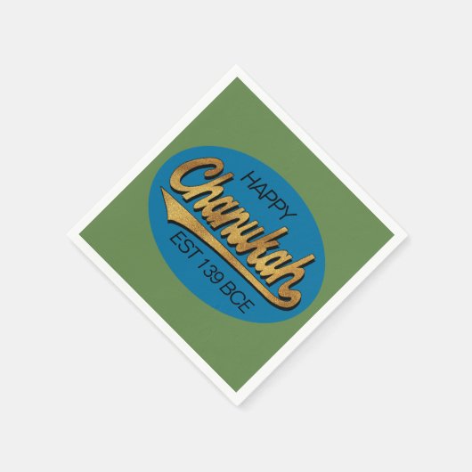 Serviette En Papier Retro Chanukkah 139 BCE Funny Blue N Green Design (Coin)