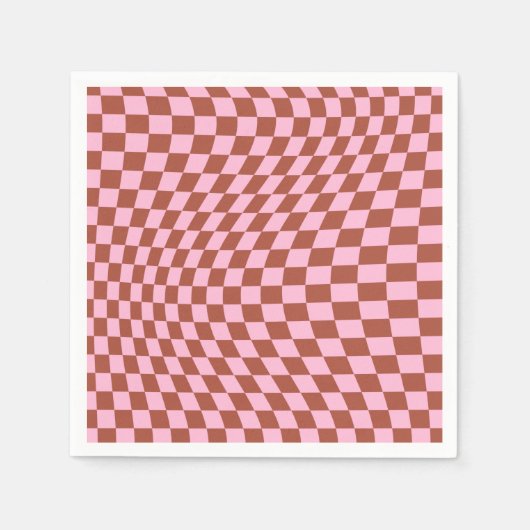 Serviette En Papier Retro Check Motif Rose et tableau de bord Brown (Devant)