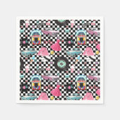 Serviette En Papier Retro Checker 50's Cinquante Thème Anniversaire (Devant)