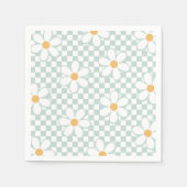 Serviette En Papier Retro Checker Daisy menthe anniversaire (Devant)