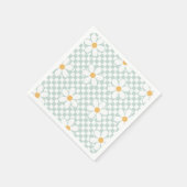 Serviette En Papier Retro Checker Daisy menthe anniversaire (Coin)