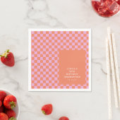 Serviette En Papier Retro Checkerboard rose Orange Personnalisé Annive (En situation)