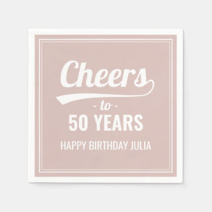 Serviette En Papier Retro Cheers à 50 Ans 50e Anniversaire rose