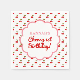 Serviette En Papier Retro Cherry 1er anniversaire Photo Party