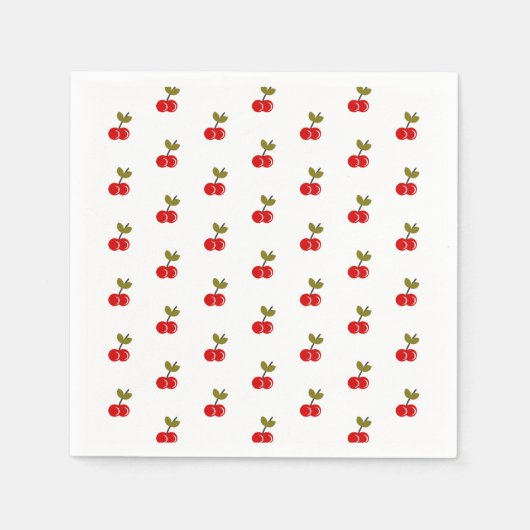 Serviette En Papier Retro Cherry Berry 1er anniversaire Rouge et vert (Devant)