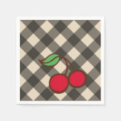 Serviette En Papier Retro Cherry En vichy Pique-nique (Devant)