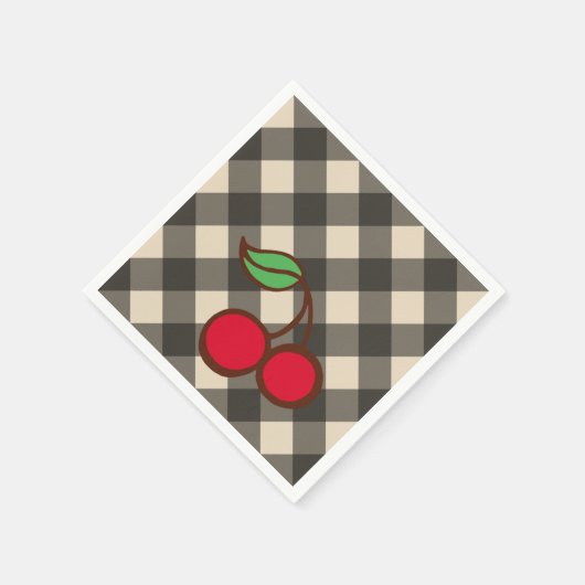 Serviette En Papier Retro Cherry En vichy Pique-nique (Coin)