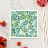 Serviette En Papier Retro Chic Tropical Green Palm Feuille Motif d'art (En situation)
