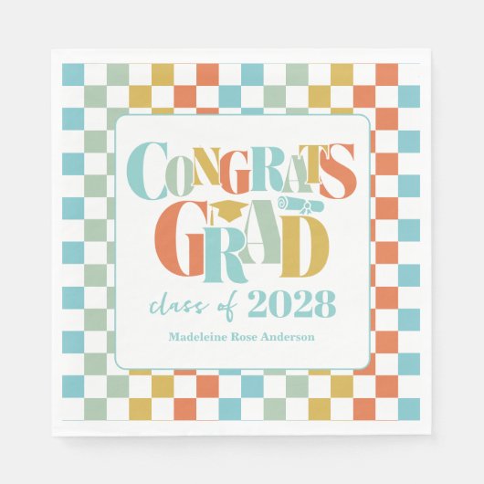 Serviette En Papier Retro Class of Congrats Graduation   (Devant)