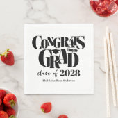 Serviette En Papier Retro Class of Congrats Graduation Black  (En situation)