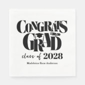 Serviette En Papier Retro Class of Congrats Graduation Black  (Devant)