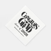 Serviette En Papier Retro Class of Congrats Graduation Black  (Coin)