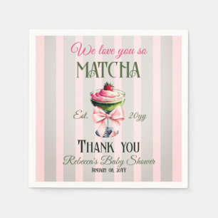 Serviette En Papier Retro Club Pink Bow Love You Matcha Baby shower