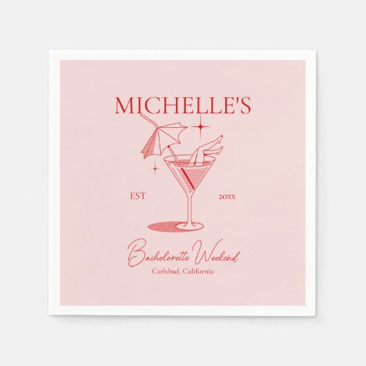 Serviette En Papier Retro Cocktail Bachelorette Party (Devant)