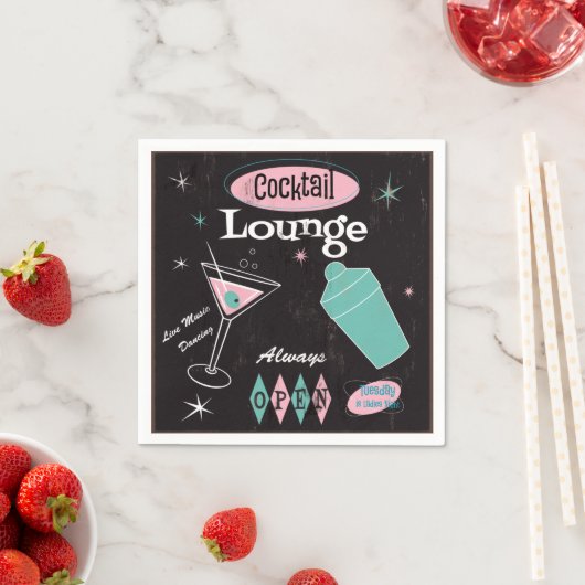 Serviette En Papier Retro Cocktail Lounge Serviettes (En situation)