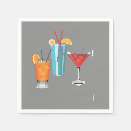 Serviette En Papier Retro Cocktail Trio (Devant)