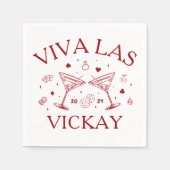 Serviette En Papier Retro Cocktails Bachelorette Party Red Paper (Devant)