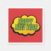 Serviette En Papier Retro Comic Style de livre Bonne année (Devant)