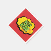 Serviette En Papier Retro Comic Style de livre Nouvel An (Coin)