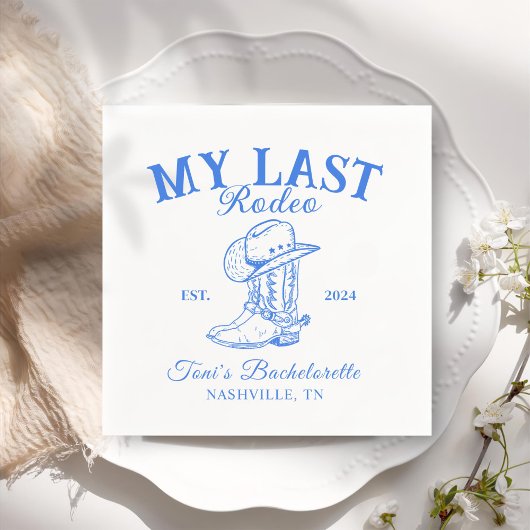 Serviette En Papier Retro Cowboy Blue Bachelorte Party