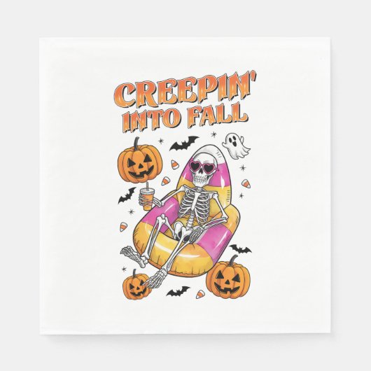 Serviette En Papier Retro Creepin dans Halloween d'automne (Devant)