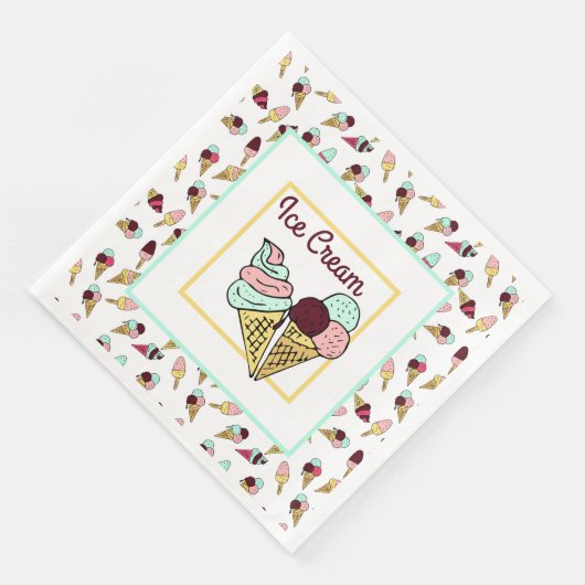 Serviette En Papier Rétro Crème de glace sociale (Coin)