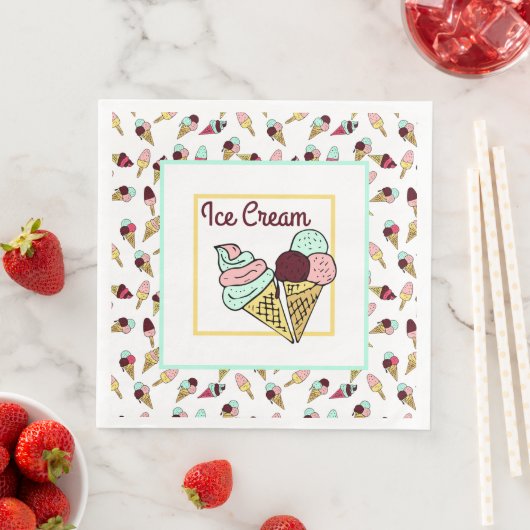 Serviette En Papier Rétro Crème de glace sociale (En situation)