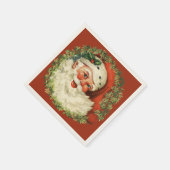 Serviette En Papier Retro Cute Chubby Père Noël Wreath Noël (Coin)
