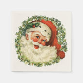 Serviette En Papier Retro Cute Chubby Père Noël Wreath Noël (Devant)