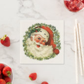 Serviette En Papier Retro Cute Chubby Père Noël Wreath Noël (En situation)