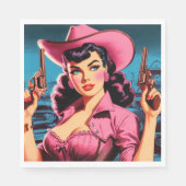 Serviette En Papier Retro Cute Cowgirl (Devant)