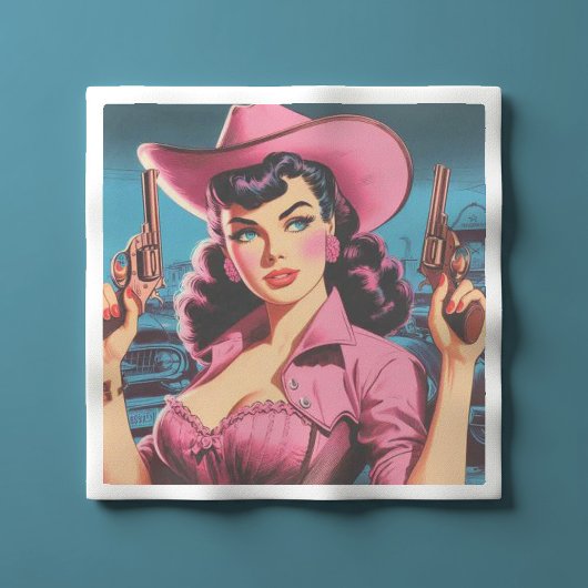 Serviette En Papier Retro Cute Cowgirl