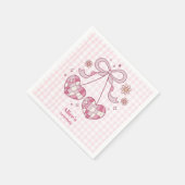 Serviette En Papier Retro Cute Pink Bow Coquette 1er anniversaire (Coin)