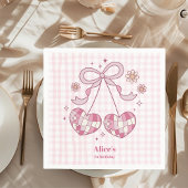 Serviette En Papier Retro Cute Pink Bow Coquette 1er anniversaire