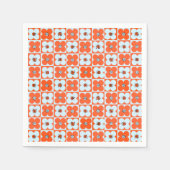 Serviette En Papier Retro Daisy Boho À damiers Papier orange Napkin (Devant)