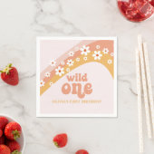 Serviette En Papier Retro Daisy Boho Wild One Rainbow Napkins (En situation)