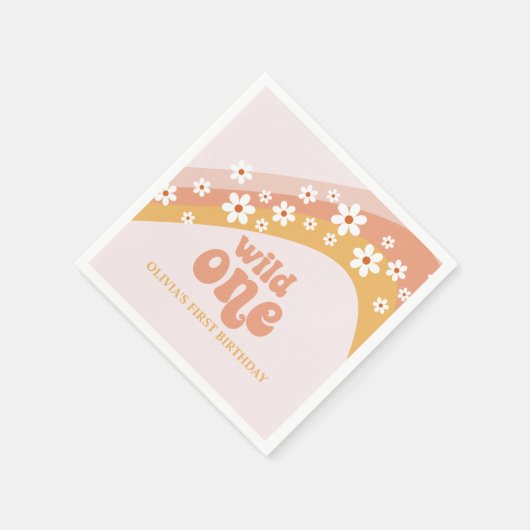 Serviette En Papier Retro Daisy Boho Wild One Rainbow Napkins (Coin)