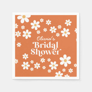 Serviette En Papier Retro Daisy brûlé orange nuptiale douche