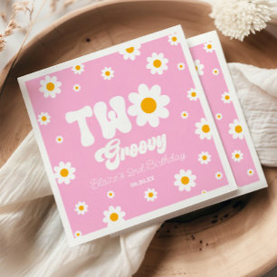 Serviette En Papier Retro Daisy Flower Two Super 2e fête d'anniversair