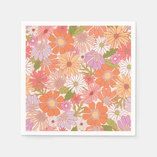 Serviette En Papier Retro Daisy Garden (Devant)