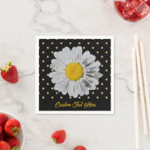 Serviette En Papier Retro Daisy Jaune Bright Gold Noir Pois (En situation)