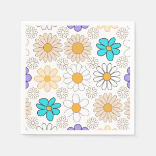 Serviette En Papier Retro Daisy Motif Simple.01. Aucun groupe