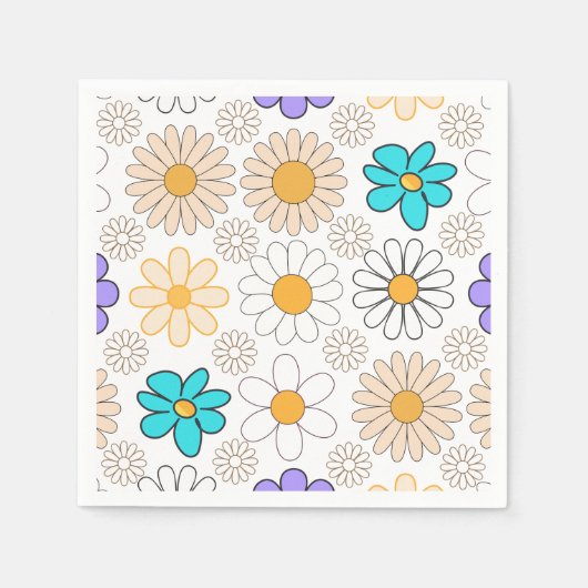Serviette En Papier Retro Daisy Motif Simple.01. Aucun groupe (Devant)