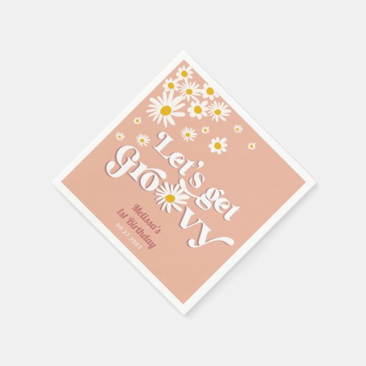 Serviette En Papier Retro Daisy Obtenons Super Anniversaire (Coin)