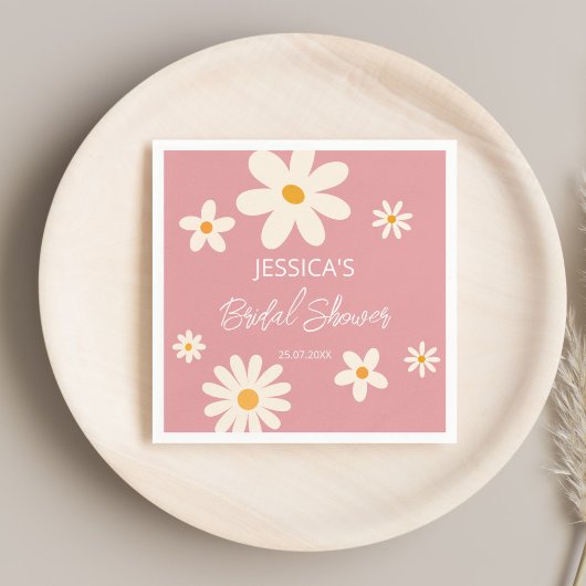 Serviette En Papier Retro daisy rose boho désert rose mariage