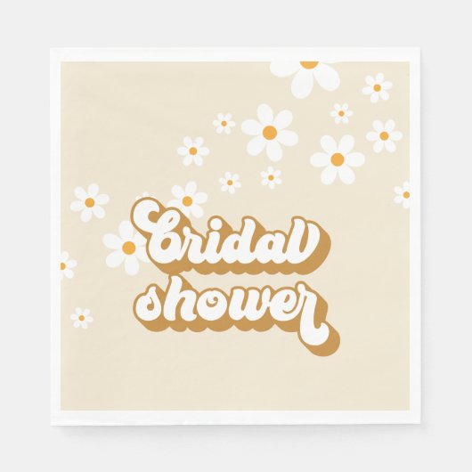 Serviette En Papier Retro Daisy Super douche nuptiale (Devant)