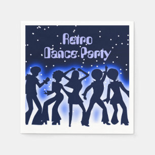 Serviette En Papier Retro Dance Party Bleu