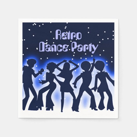 Serviette En Papier Retro Dance Party Bleu (Devant)
