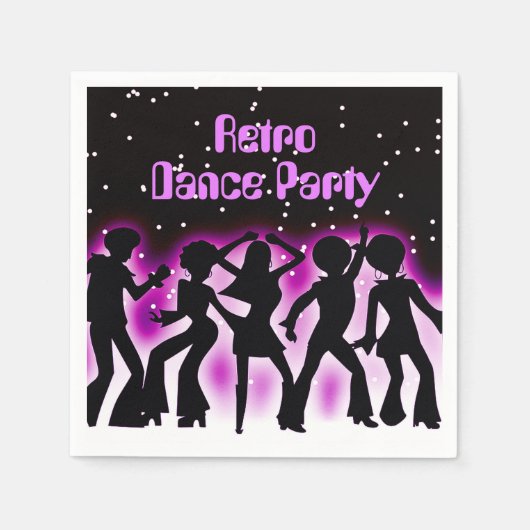 Serviette En Papier Retro Dance Party rose (Devant)